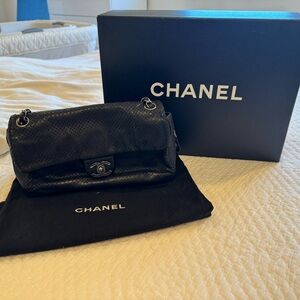 CHANEL Classic Flap Bag in Black Perforated Leather